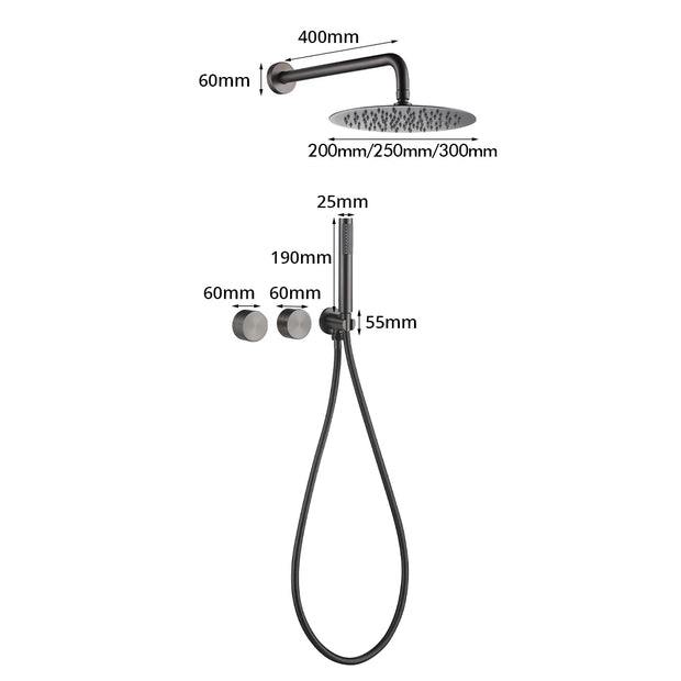 Matte Black Shower Faucet Set Bathroom Wall Mounted 2 Ways Embedded Box 10 Inches Rainfall Shower Concealed Bathroom System Set