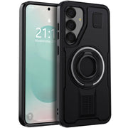 For Samsung Galaxy S25 S25 Plus S25 Ultra 5G Phone Case Hybrid Shockproof Double Ring Kickstand Rugged Cover Black