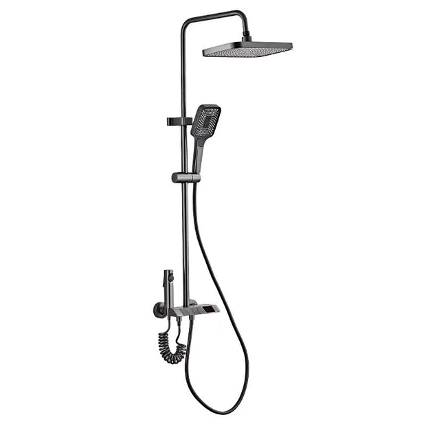 Full Copper Shower Shower Set Household Bathroom Piano Button Pressurized Nozzle Shower Set Bathroom Set  Douche