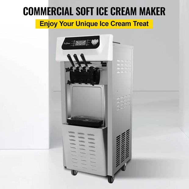 VEVOR 2200W Commercial Vertical Soft Ice Cream Machine 7.4 Gallons per Hour Efficient Dessert Equipment Ice Cream Machine