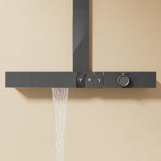 Luxury Led Display Brass Gun Grey Showers Wall Mounted Temperature Display Thermostatic Rainfall Bathroom Shower Sets