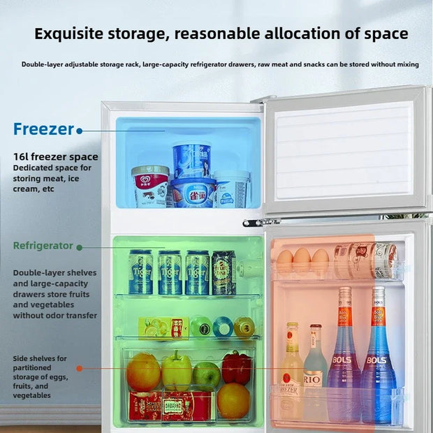 68L Double Door Refrigerators for Home Energy-Saving Fridge Freezer Dormitory Rental Room Refrigerator with Deep Freezer Z