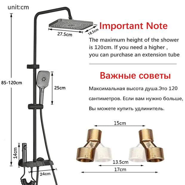 Piano Digital Shower Set Intelligent Brass Bathroom Faucets Hot Cold Waterfall Tap Rainfall Gray Shower System chuveiro