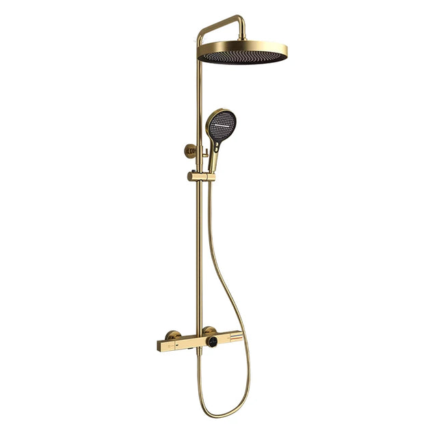 Huniu Thermostatic Shower System Set Gold Shower Set Luxury Bathroom Shower Faucet Set Brass Rainfall Bathroom Shower Set Grey