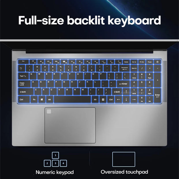 17.3" Gaming Laptop Computer PC Windows 11 Pro Intel Celeron N5095 Laptops Backlit Keyboard 16GB DDR4 1TB SSD Notebook PC Gamer