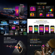 Ulefone Armor 27T Thermal lmaging FLIR® Rugged Phone 10600mAh Battery 12GB+256GB 6.78"FHD 120Hz 50MP Camera Night Vision 4G NFC
