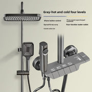 Full Copper Shower Shower Set Household Bathroom Piano Button Pressurized Nozzle Shower Set Bathroom Set  Douche