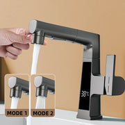 LED Bathroom Faucet Intelligent Temperature Sensor Digital Display Faucet Brass Basin Taps Cold Hot Water Pull Out Lifting