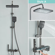 Gray Bathroom Shower Faucet Digital Display Faucet Set Piano Button Shower System With Atmosphere light Space Aluminum