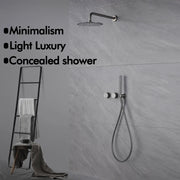 Matte Black Shower Faucet Set Bathroom Wall Mounted 2 Ways Embedded Box 10 Inches Rainfall Shower Concealed Bathroom System Set