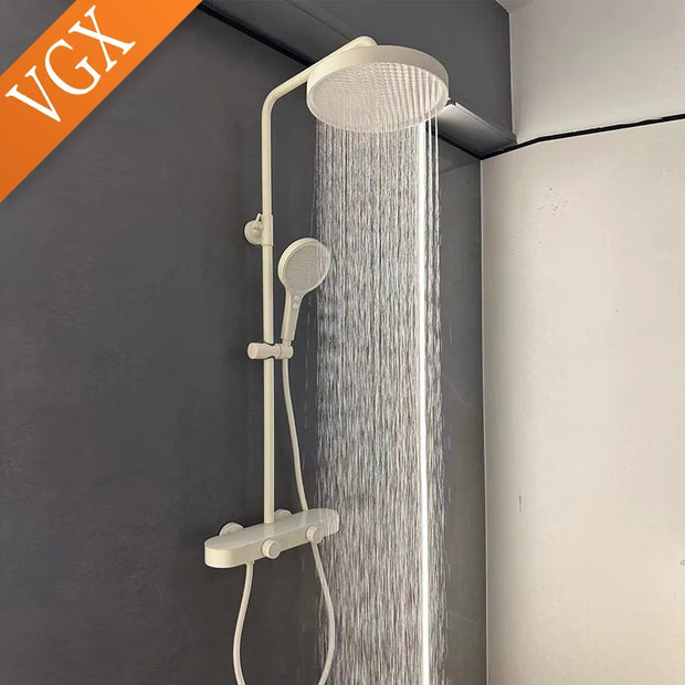 VGX Shower System Set Bathroom Shower Faucet Set 3-way Rainfall Shower Set Shower Mixer Crane with Hand Shower Set Grey White