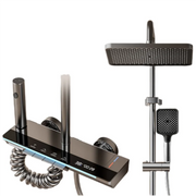 Temperature Digital Display Shower Set Faucet Bathroom Wall Mounted 4 Ways Water Outlet Rainlfall Hot Cold Shower Faucet System
