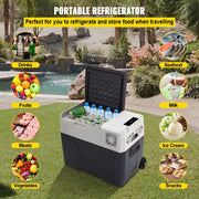 SIHAO 30/40/50L Portable Car Fridge - 12/24V Dual Zone Compressor Cooler for Truck/RV/Boat Outdoor Camping & Home, DC/AC Freezer