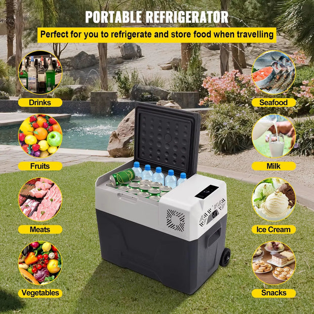 SIHAO 30/40/50L Portable Car Fridge - 12/24V Dual Zone Compressor Cooler for Truck/RV/Boat Outdoor Camping & Home, DC/AC Freezer