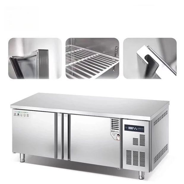 Commercial Freezer Under Counter Chiller Stainless Steel Counter Top Work Table Refrigerator Workbench Refriger Refrigerated