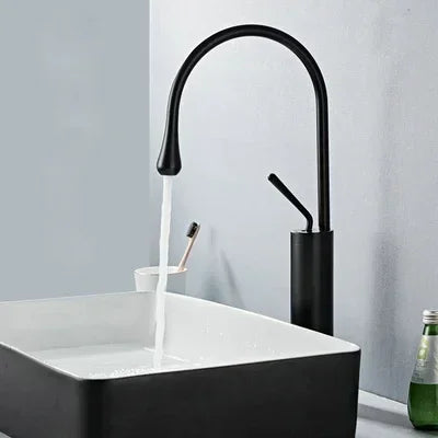 Luxurious Creative Bathroom Basin Faucet Brass Deck Mounted Matte Black White Mixer Taps Hot and Cold Bathroom Sink Faucet