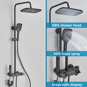 White Bathroom Shower Faucet with Digital Display 4 Function Wall Mount Hot Cold Water Tap Piano Bathroom Shower System