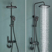 Kit de ducha de cobre completo con pantalla LED, botón de piano para baño, cabezal de ducha de refuerzo, nuevo modelo 2025