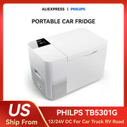 PHILIPS TB5101G 12 Volt Fridge, 25 Litre Car Fridge, 12/24 V DC Car Electric Fridge, Compressor Cool Box for Car, Truck