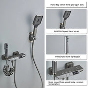 White Grey Deluxe Shower System Set Bathroom Rain Pressurized Shower Faucet Set Brass LED Digital Bathtub Shower Faucet Full Set