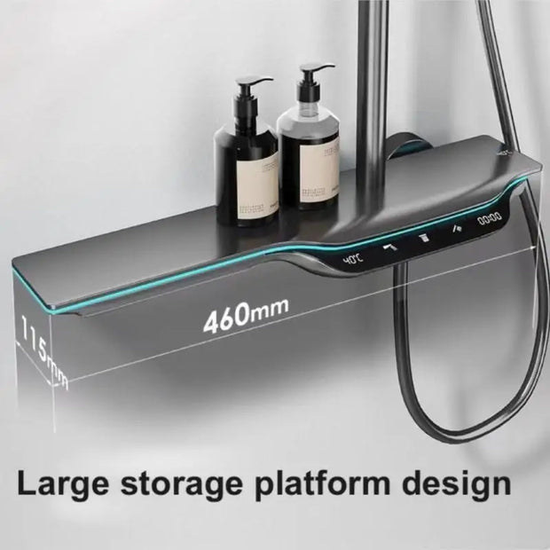 Luxury Stainless Steels Bathroom Shower Set Smart LED Digital Display Thermostatic Shower System Set Bathtub Rain Showers Faucet
