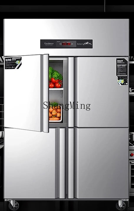 ZYY commercial four-door refrigerator vertical stainless steel large-capacity double-temperature freezer