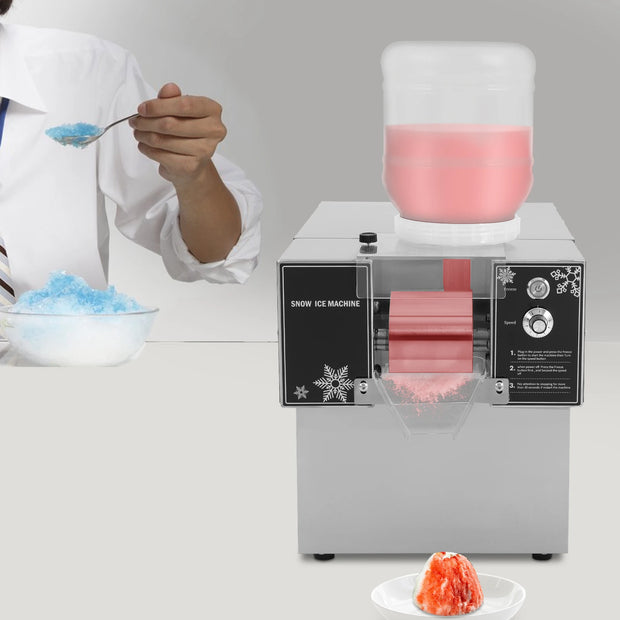 60kg/Day Electric Snowflake Ice Maker with 8 Different Roller Speeds, Commercial Snow Ice Shaver Machine