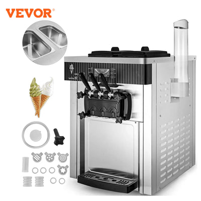 VEVOR Soft Ice Cream Machine 2200W Commercial Desktop Soft Ice Cream Machine Restaurant and Shop Ice Cream Machine