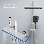 Luxury Shower System Set Waterfall Rainfall Black Bathroom Smart Faucet Digital Display Bathtub Thermostat Mixer Shower Full Set