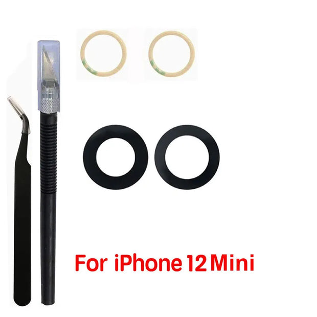 1 Set Back Camera Lens Glass For iPhone Xs 11 12 13 mini 14 15 Plus Pro Max Rear Camera Repairing Parts With 3m Glue & Tools