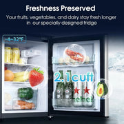 Compact 3.2 Cu.Ft TwoDoor Refrigerator with Freezer and 7 Adjustable Temperature Levels for Efficient Food and Drink Storage in