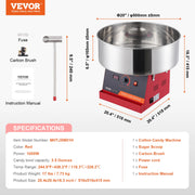 SucceBuy Electric Cotton Candy Machine Candy Floss Maker Commercial Cotton Candy Machine w/ Stainless Steel Bowl and Sugar Scoop