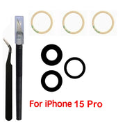 1 Set Back Camera Lens Glass For iPhone Xs 11 12 13 mini 14 15 Plus Pro Max Rear Camera Repairing Parts With 3m Glue & Tools