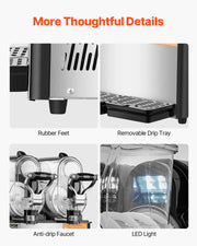 VEVOR Commercial Slushy Machine, 3Lx2 Double Tank Frozen Drink Machine, Stainless Steel Margarita Smoothie Frozen Drink Maker