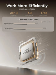 ACEMAGIC Laptop 15.6inch FHD Laptop AMD Ryzen 5 7430U 16GB RAM 512GB SSD Windows 11 Pro Notebook 180° Flip Computer Wifi6 BT5.2