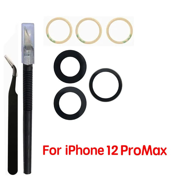 1 Set Back Camera Lens Glass For iPhone Xs 11 12 13 mini 14 15 Plus Pro Max Rear Camera Repairing Parts With 3m Glue & Tools