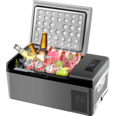 SucceBuy 15L Small Fridge Portable Car Freezer 12V/24V Mini Refrigerator Compressor Cooler for Traveling Camping Outdoor