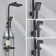 Black Digital Display Thermostatic Shower Faucet Bathroom Thermostatic 4 ways Rainfall Shower Mixer Tap,Shelf and Bidet Faucets