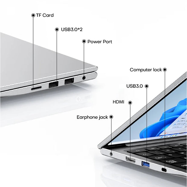 17.3" Gaming Laptop Computer PC Windows 11 Pro Intel Celeron N5095 Laptops Backlit Keyboard 16GB DDR4 1TB SSD Notebook PC Gamer