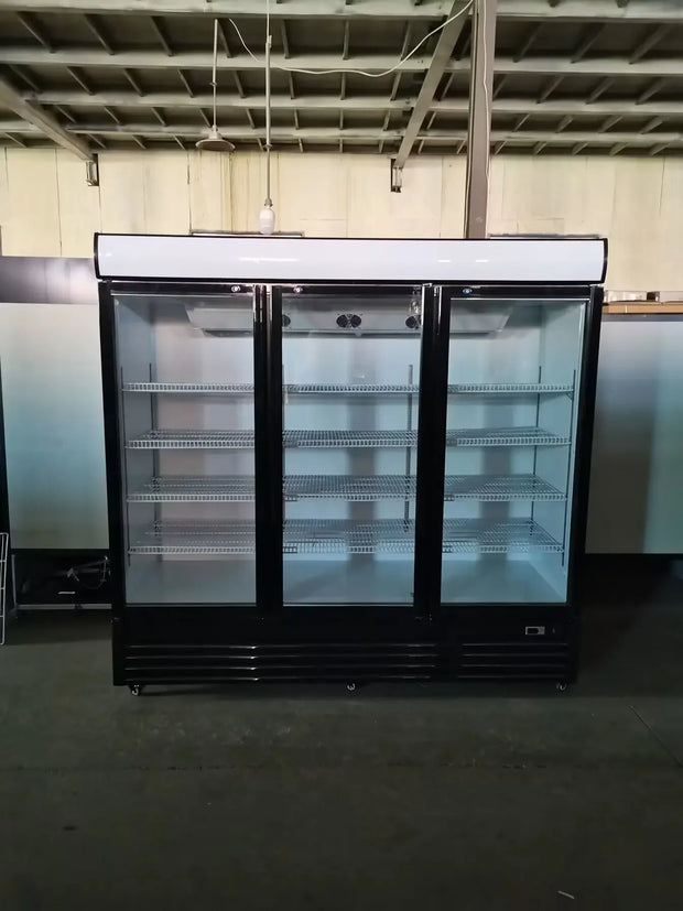 Commercial Three Glass Doors Display Chiller Fridge Transparent Electric Refrigerator Supermarket 3 Door Fan Cooling Freezer