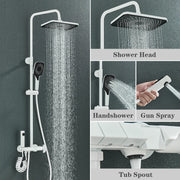 Grey Shower System Set Bathroom Brass Showers Faucet Sets Digital 4 Way LED Rain Bathtub Hot Cold Piano Key Rainfall Shower Set