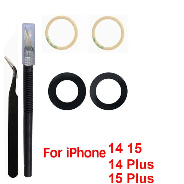 1 Set Back Camera Lens Glass For iPhone Xs 11 12 13 mini 14 15 Plus Pro Max Rear Camera Repairing Parts With 3m Glue & Tools