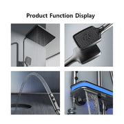 Luxury Shower System Set Waterfall Rainfall Black Bathroom Smart Faucet Digital Display Bathtub Thermostat Mixer Shower Full Set
