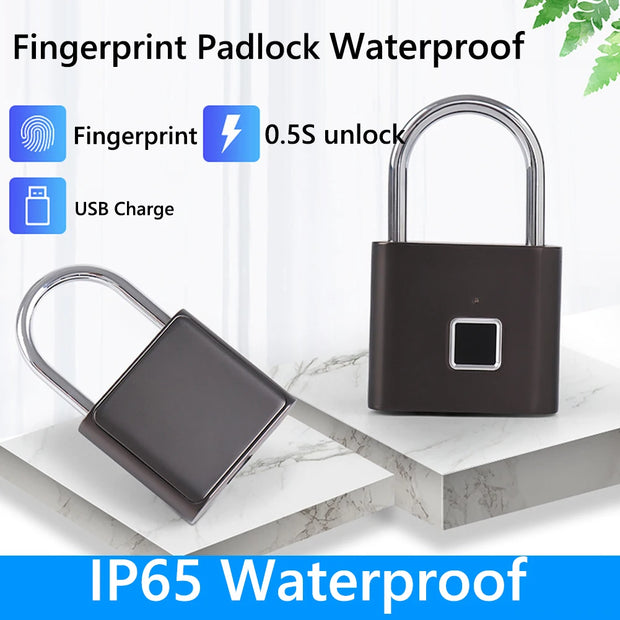 Waterproof Fingerprint Lock Smart Biometric Fingerprint Keyless Door Lock Security Padlock for Luggage Case