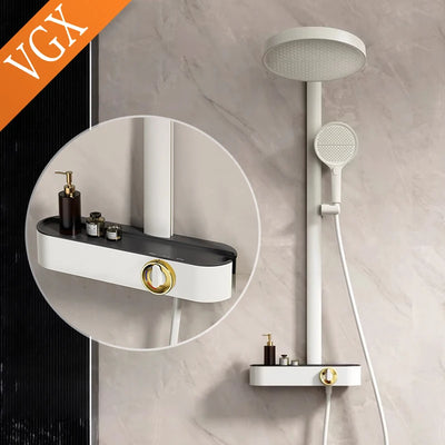 VGX White Shower System Set Bathroom Shower Faucet Set 3-way Rainfall Shower Set Shower Mixer Crane with Hand Shower Set Grey