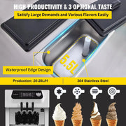 VEVOR 2200W Commercial Vertical Soft Ice Cream Machine 7.4 Gallons per Hour Efficient Dessert Equipment Ice Cream Machine