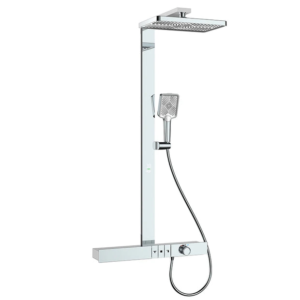 Luxury Led Display Brass Gun Grey Showers Wall Mounted Temperature Display Thermostatic Rainfall Bathroom Shower Sets
