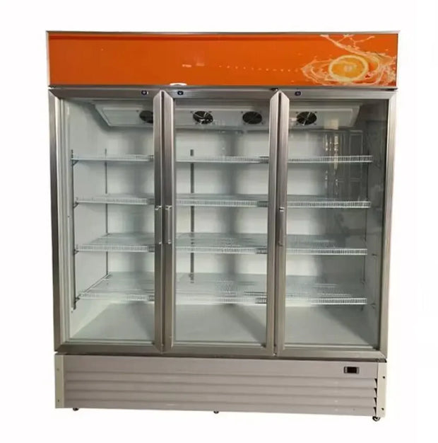 Commercial Three Glass Doors Display Chiller Fridge Transparent Electric Refrigerator Supermarket 3 Door Fan Cooling Freezer