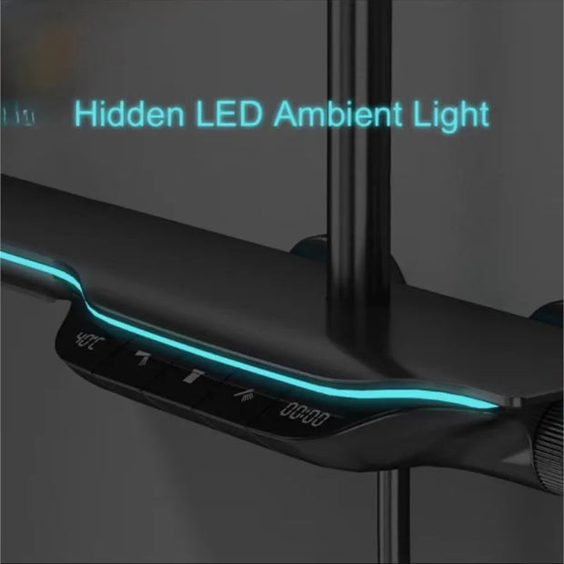 Light Luxury Intelligent Digital Display Thermostatic Shower Set With Ambient Light Piano Keys Bathroom Brass Booster Shower Set