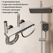 Space Aluminum Household Gun Gray Digital Display Shower Set Hotel Bathroom Shower Atmosphere Light Shower Full Set